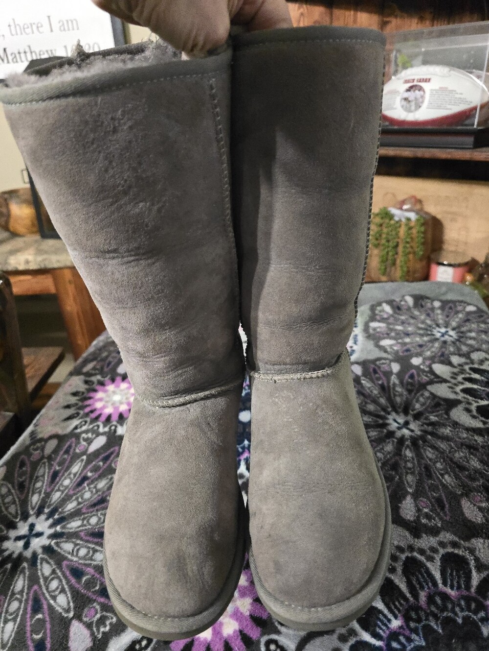 UGG Australia Classic Tall Gray Suede Sheepskin Boots Women’s Size 7